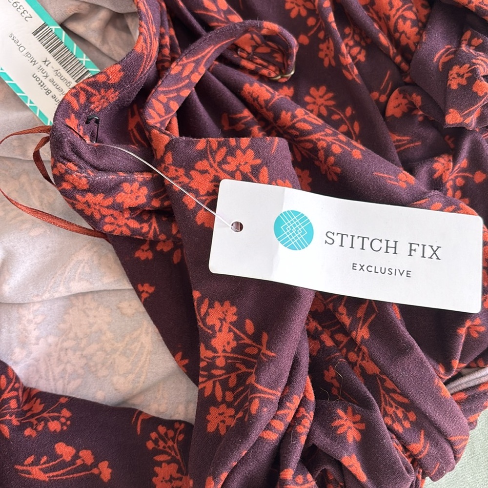 nine britton Black Asymmetrical Slip Dress with Rust Floral Print - Picture 6 of 10